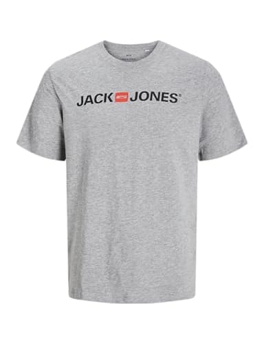 JACK & JONES Jjecorp Logo Tee Ss Crew Neck Noos, Camiseta Hombre, Gris (Light Grey Melange Detail: Slim Fit - Melange), X-Large