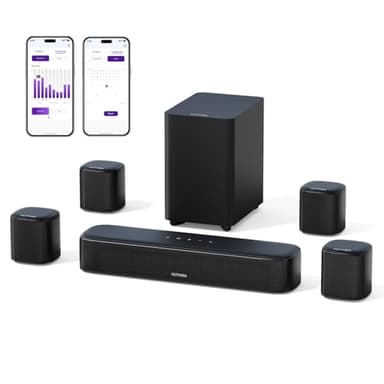 ULTIMEA Barra de Sonido Envolvente Virtual de 7.1 Canales, Barra de Sonido para TV con 4 Altavoces envolventes, Potencia máxima de 330 W, Sistema de Sonido Envolvente para TV, Control de Aplicaciones