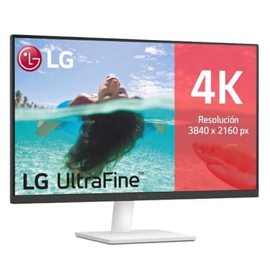 LG 27US500-W - Monitor 4K UltraHD 27", Panel IPS 3840x2160 (16:9), HDR10, Super Resolution+, DCI-P3 90%, 2× HDMI 2.0 y DisplayPort 1.4, 60 Hz, 5 ms, Inclinación Ajustable, Blanco