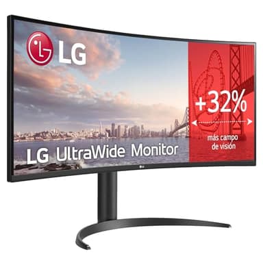 LG 34WR55QK-B - Monitor UltraWide 34 Pulgadas, Pantalla Curva QHD, 21:9, Dynamic Action Sync, FreeSync, Negro