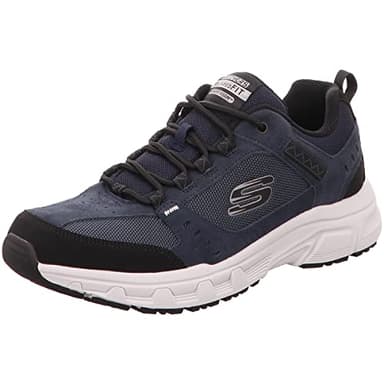 Skechers Oak Canyon, Zapatillas Hombre, Navy Leather Pu Mesh Black Trim, 44 EU