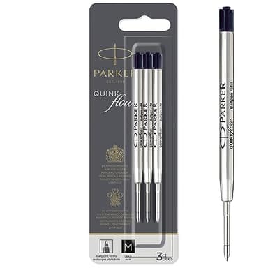 PARKER QUINKflow Recambios de tinta para bolígrafos | punta mediana | tinta negra | paquete de 3