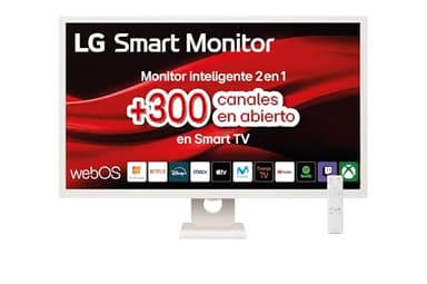 LG 32SR50F-W - Smart Monitor, 32", Pantalla IPS, 1920x1080, IPS, (16:9), webOS23, 250 nits, con Mando, Sin Cámara, Inclinación Ajustable, Blanco