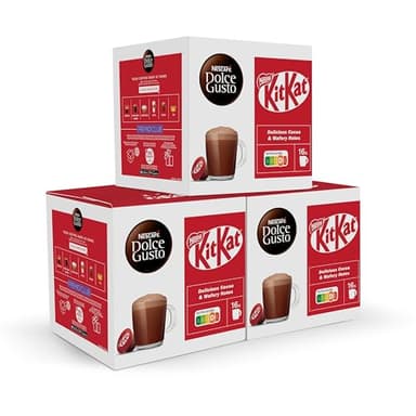 NESCAFÉ Dolce Gusto Kitkat - Cápsulas de Café, 48 Cápsulas (3x16) - Bebida de Chocolate - Originales para cafeteras Dolce Gusto