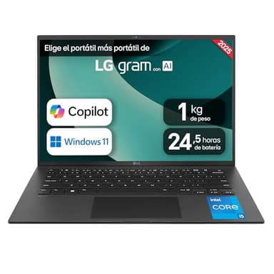 LG Portátil 14" gram - 14Z90RU, Windows 11, Intel® Core™ i5, 16 GB RAM, 1 TB SSD, Panel IPS WUXGA (1920x1200), Ligero 1 kg, 24
