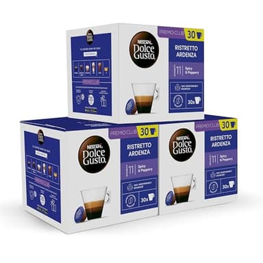 NESCAFÉ Dolce Gusto Espresso Ristretto Ardenza - Cápsulas de Café, 90 Cápsulas (3 x 30) - Intensidad 11 - Café arábica - Originales para cafeteras Dolce Gusto