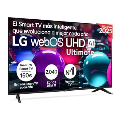 LG 55UA73006LA - TV 55", UHD 4K, WebOS 25, Ultimate IA, HDR10 Pro, Super Upscaling, Dolby Digital Plus, Google Assistant, Negro