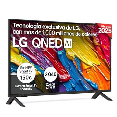 LG 43QNED84A6C - TV 43", 4K QNED EVO, Smart TV, WebOS 25, Procesador Potente e Inteligente, Super Upscaling, Dolby Dilgital Plus, Alexa/Google Assistant, Negro