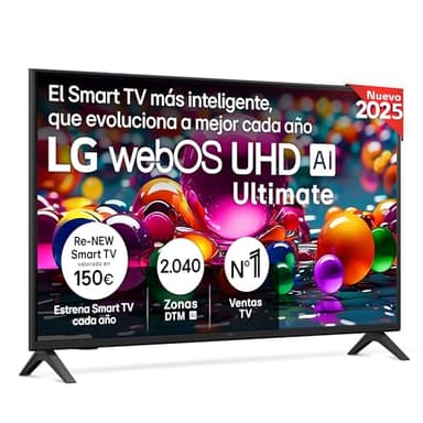 LG 43UA73006LA - TV 43", UHD 4K, WebOS 25, Ultimate IA, HDR10 Pro, Super Upscaling, Dolby Digital Plus, Google Assistant, Negro