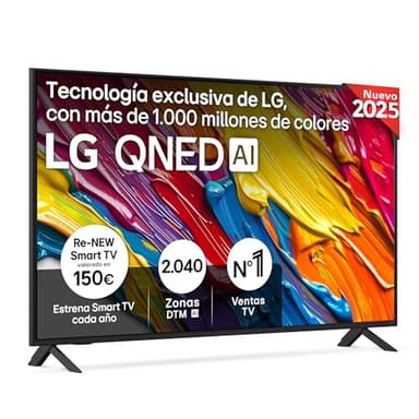 LG 55QNED84A6C - TV 55", 4K QNED EVO, Smart TV, WebOS 25, Procesador Potente e Inteligente, Super Upscaling, Dolby Dilgital Plus, Alexa/Google Assistant, Negro